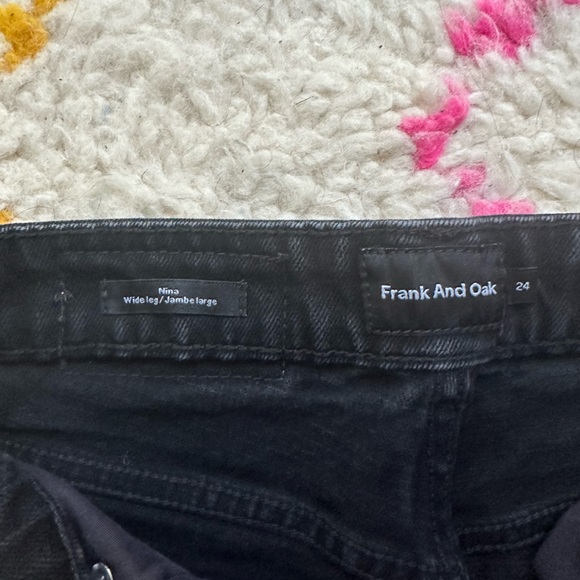 FRANK AND OAK black nina wide leg jeans - size 24 - Picture 2 of 2